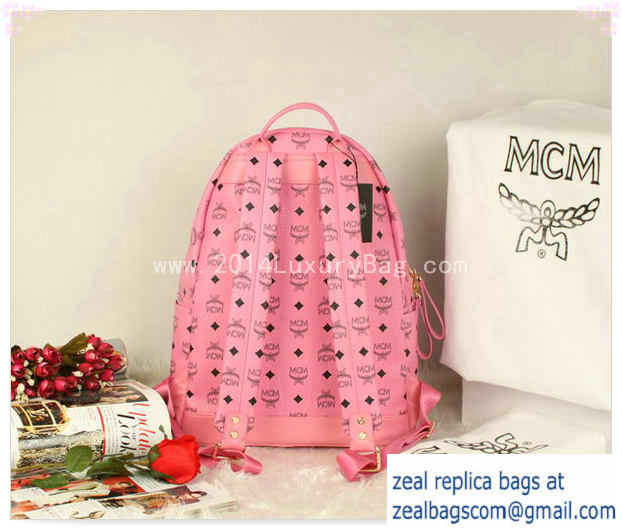 High Quality Replica MCM Stark Backpack Jumbo in Calf Leather 8006 Pink - Click Image to Close